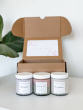 Load image into Gallery viewer, spring sugar scrub sampler | cherry blossom, lilac spritz & strawberry matcha