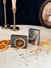 Load image into Gallery viewer, midnight citrus soap | tangerine, patchouli + black pepper