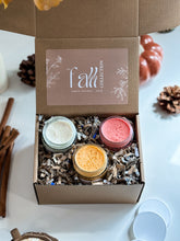 Load image into Gallery viewer, fall sugar scrub sampler box | pumpkin spice, toasted marshmallow & honeycrisp harvest