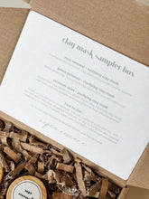 Load image into Gallery viewer, clay mask sampler | rose renewal, green getaway + cerulean skies facial masks

