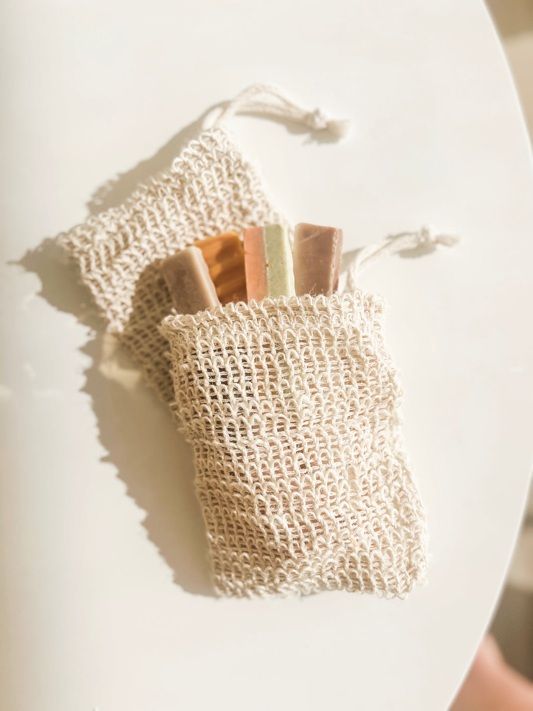 soap scrap grab bag | exfoliating eco-friendly soap saver bags filled with sample soaps