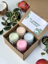 Load image into Gallery viewer, summer scrub sampler box | coastal calm, island bloom, botanical breeze &amp;  orange creamsicle
