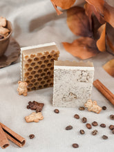 Load image into Gallery viewer, teddy graham latte soap | cinnamon, vanilla, espresso, oats &amp; honey
