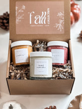 Load image into Gallery viewer, fall sugar scrub sampler box | pumpkin spice, toasted marshmallow &amp; honeycrisp harvest
