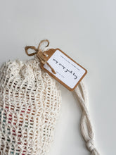 Load image into Gallery viewer, soap scrap grab bag | exfoliating eco-friendly soap saver bag filled with sample soaps
