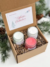 Load image into Gallery viewer, winter sugar scrub sampler box | deck the halls, snowy lodge &amp; winter wonderland
