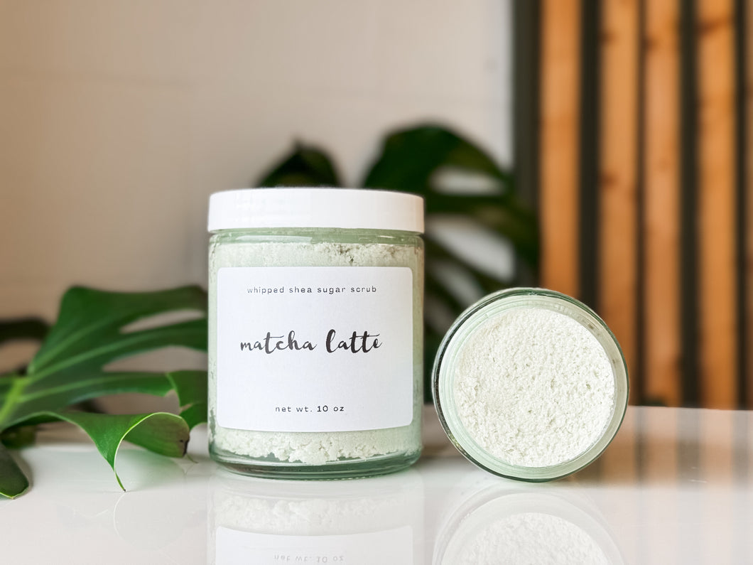 matcha latte sugar scrub | amber, vanilla, cedarwood + patchouli